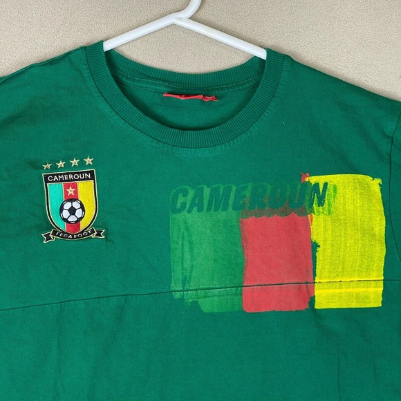 Puma T-Shirt Adult Large Green Cameroun Short Sleeve‎ FECA Soccer Mens - Picture 2 of 11